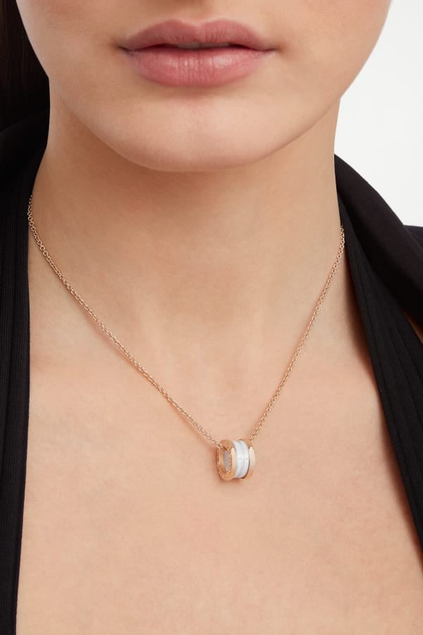 COLLIER BVLGARI B.ZERO1 CERAMIC BLANC ROSE GOLD