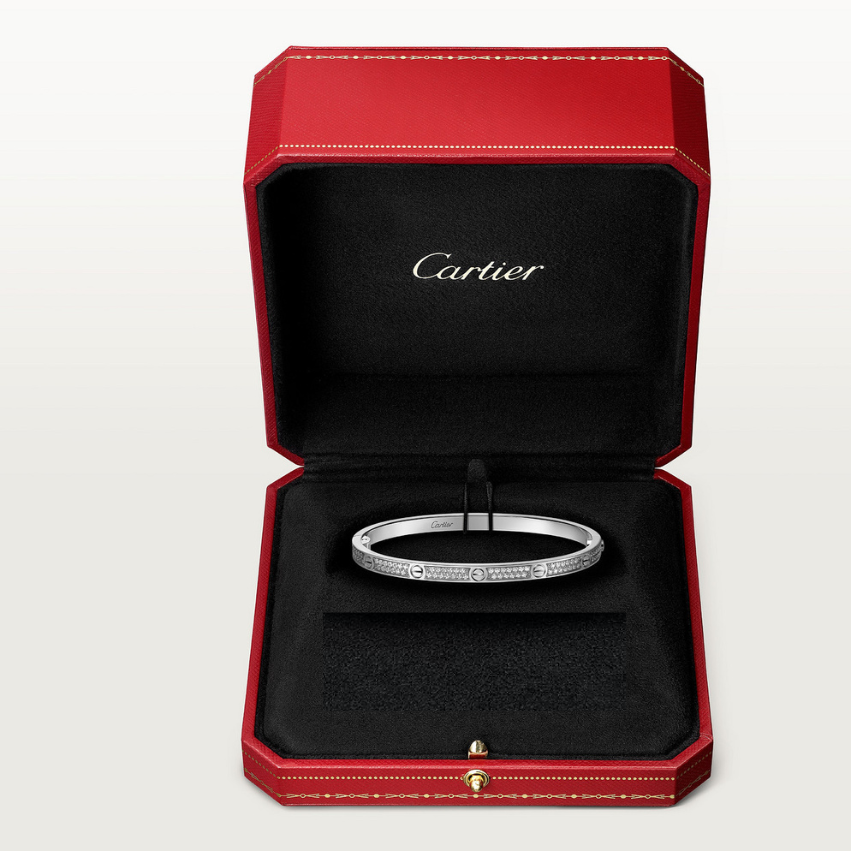 BRACELET CARTIER LOVE PETIT MODÉLE CLASSIQUE PAVÉ WHITE GOLD