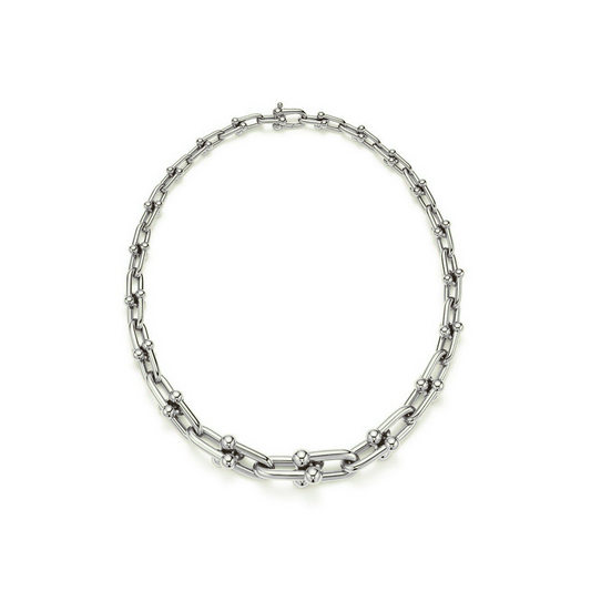 COLLIER TIFFANY & CO GRADUATED LINK NECKLACE WHITE GOLD