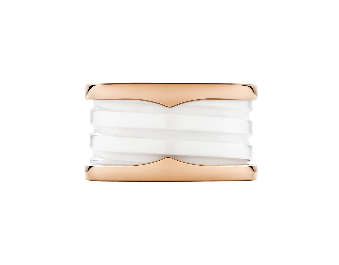 BAGUE BVLGARI B.ZERO1 CERAMIC BLANC ROSE GOLD
