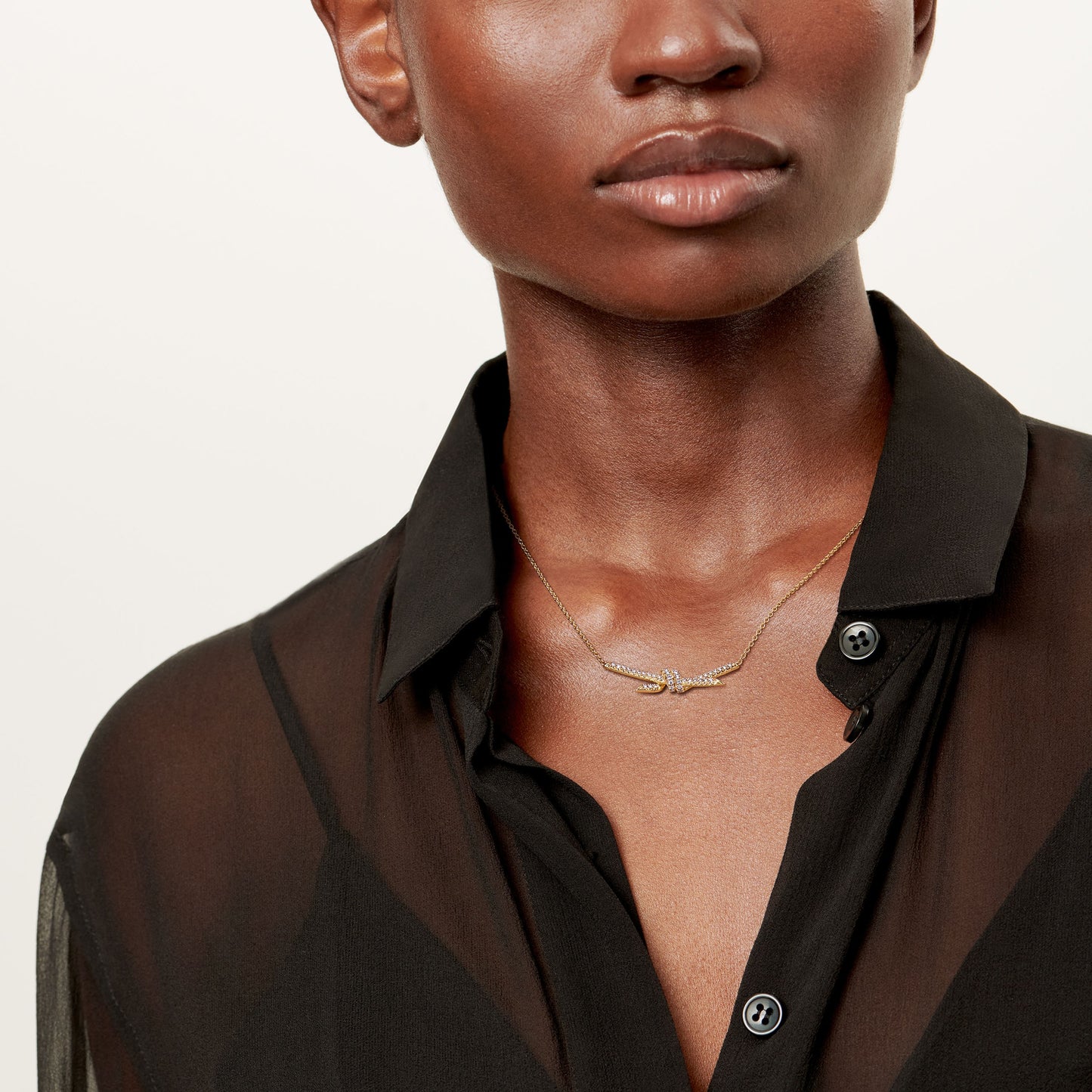 COLLIER TIFFANY & CO KNOT PENDENTIF DIAMONDS-GOLD