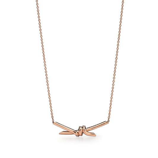 COLLIER TIFFANY & CO KNOT PENDENTIF DIAMONDS ROSE-GOLD