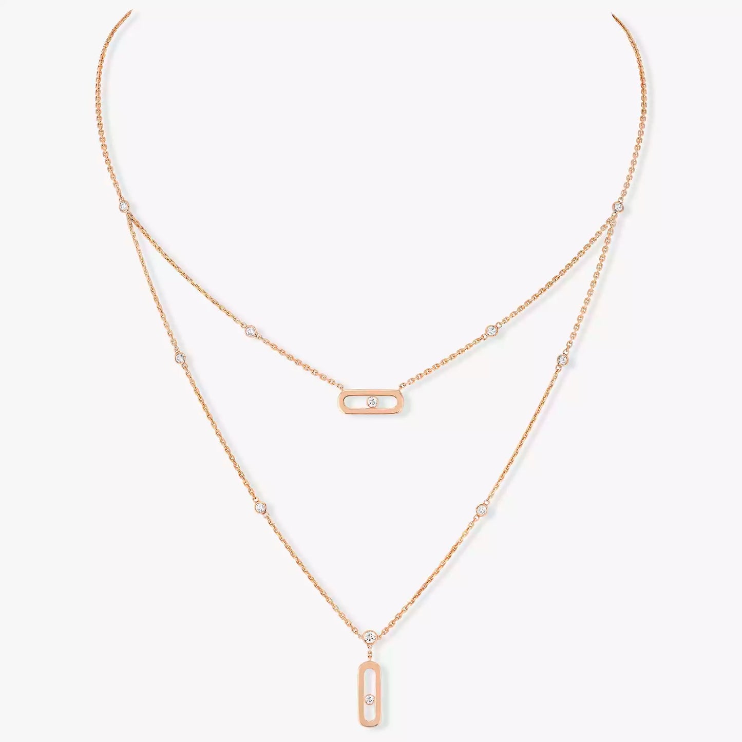 COLLIER MESSIKA MOVE UNO 2 RANGS ROSE GOLD