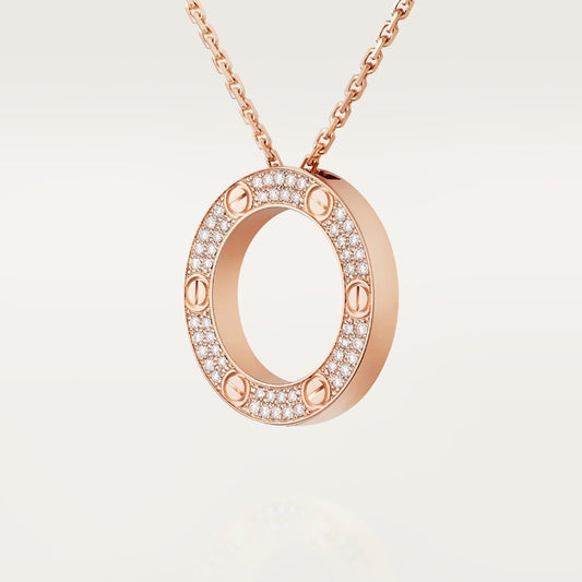 COLLIER CARTIER PENDENTIF LOVE PAVÉ ROSE GOLD