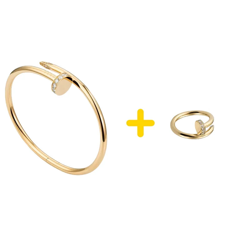 Ensemble de la collection « Juste un Clou » – bracelet et bague en diamants, style classique