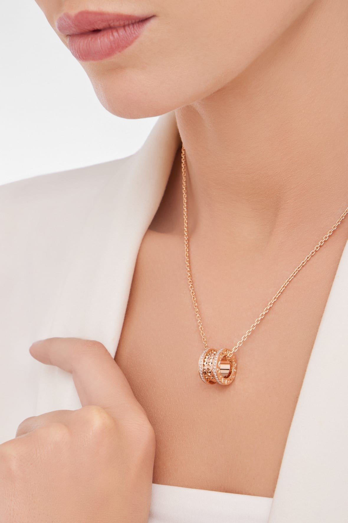 COLLIER BVLGARI B.ZERO SEMI PAVEE-ROSE-GOLD