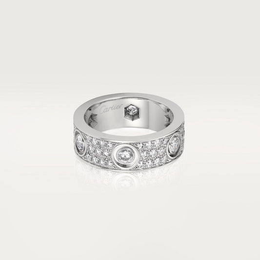 BAGUE CARTIER LOVE MODÈLE CLASSIQUE PAVÉE 6 DIAMANTS WHITE GOLD
