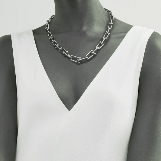 COLLIER TIFFANY & CO GRADUATED LINK NECKLACE WHITE GOLD