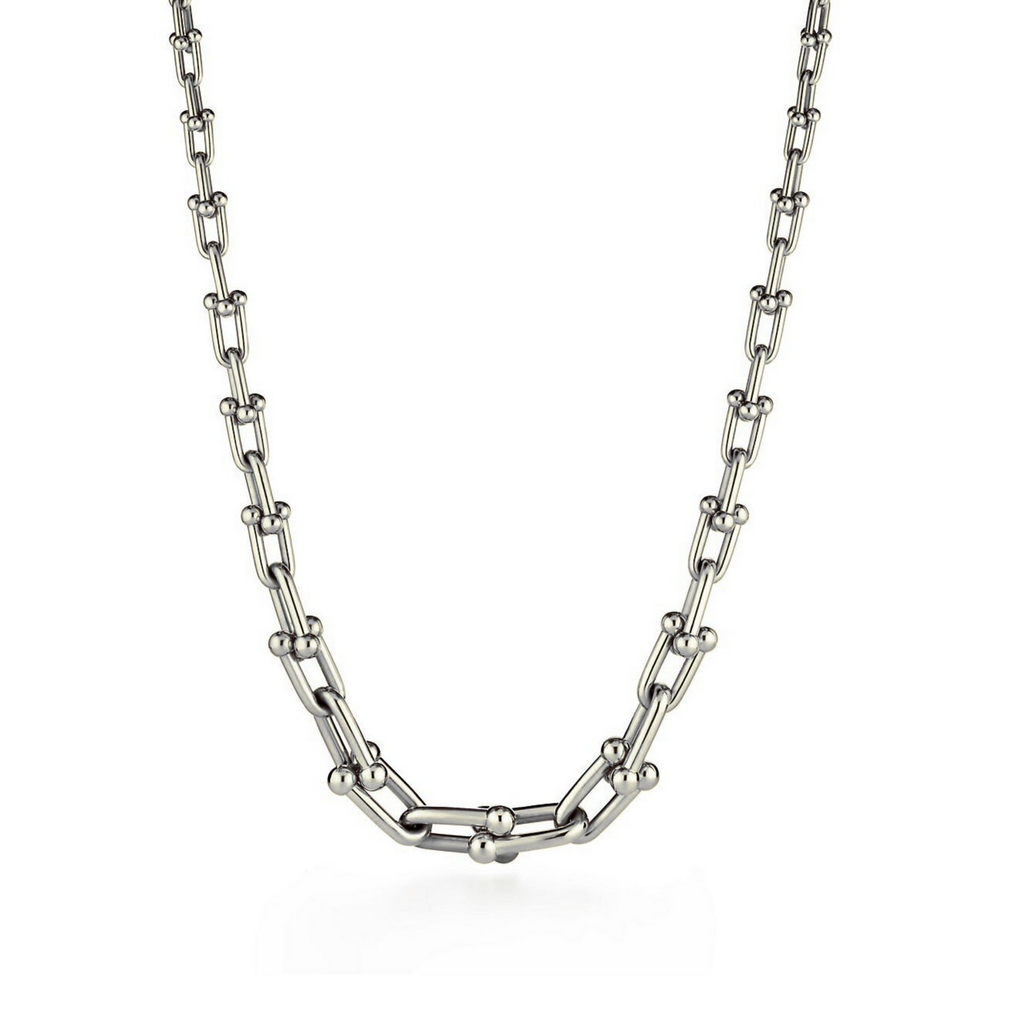 COLLIER TIFFANY & CO GRADUATED LINK NECKLACE WHITE GOLD