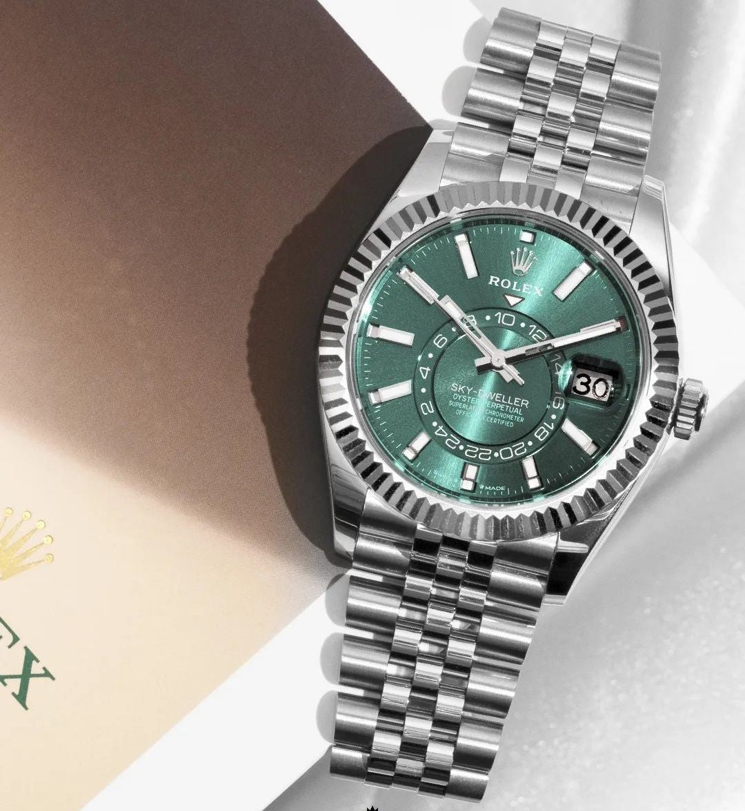 ROLEX SKY DWELLER GREY-GREEN JUBILEE