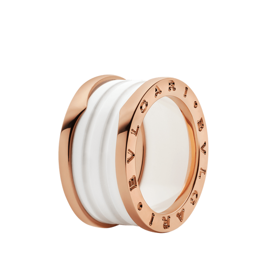 BAGUE BVLGARI B.ZERO1 CERAMIC BLANC ROSE GOLD