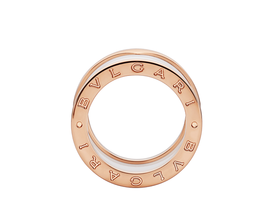BAGUE BVLGARI B.ZERO1 CERAMIC BLANC ROSE GOLD