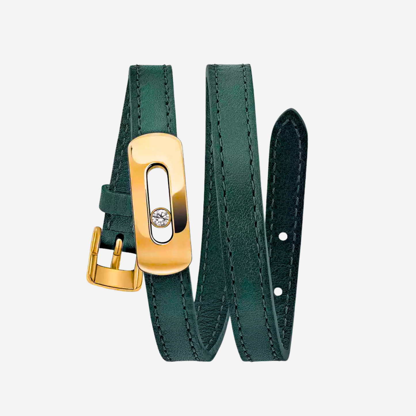 BRACELET MESSIKA CUIR VERT GOLD