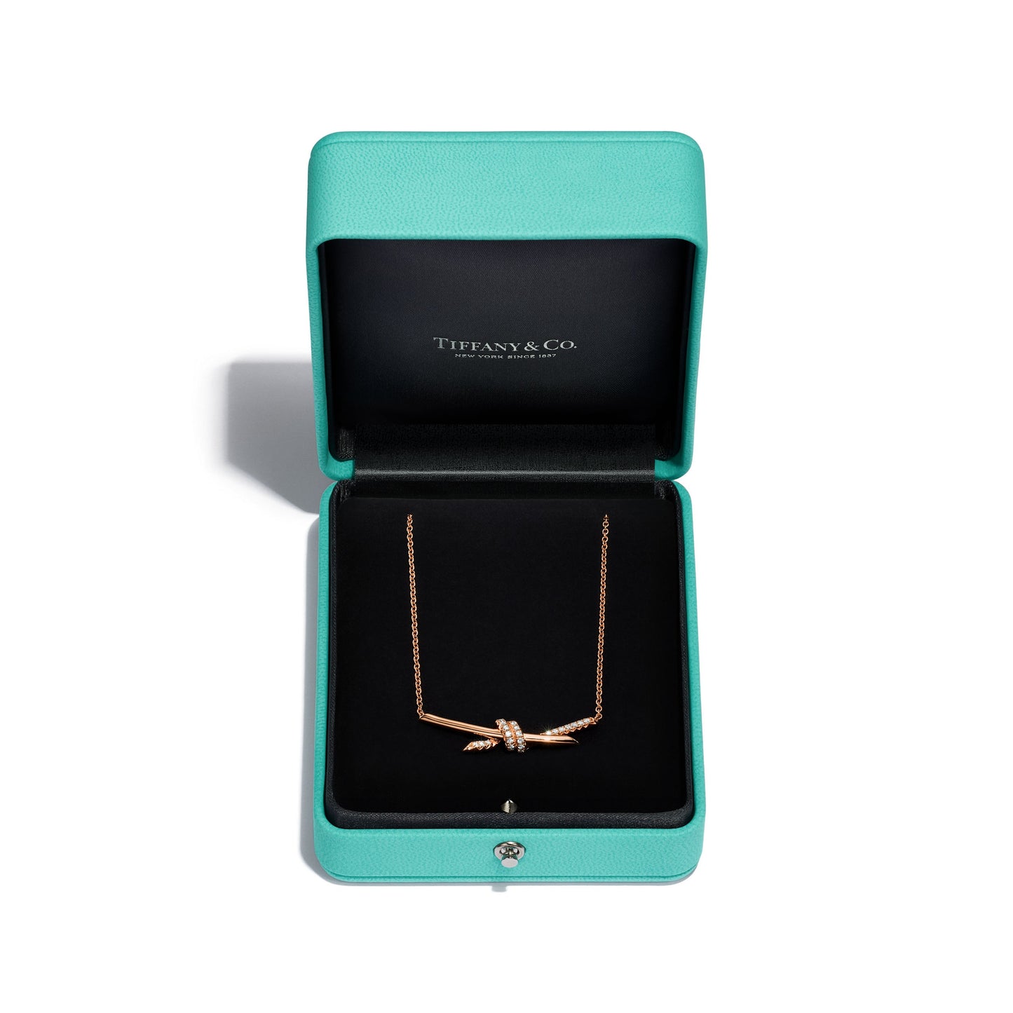 COLLIER TIFFANY & CO KNOT PENDENTIF SEMI DIAMONDS ROSE-GOLD