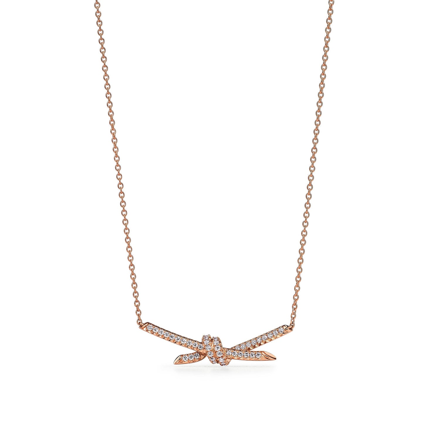 COLLIER TIFFANY & CO KNOT PENDENTIF DIAMONDS ROSE-GOLD