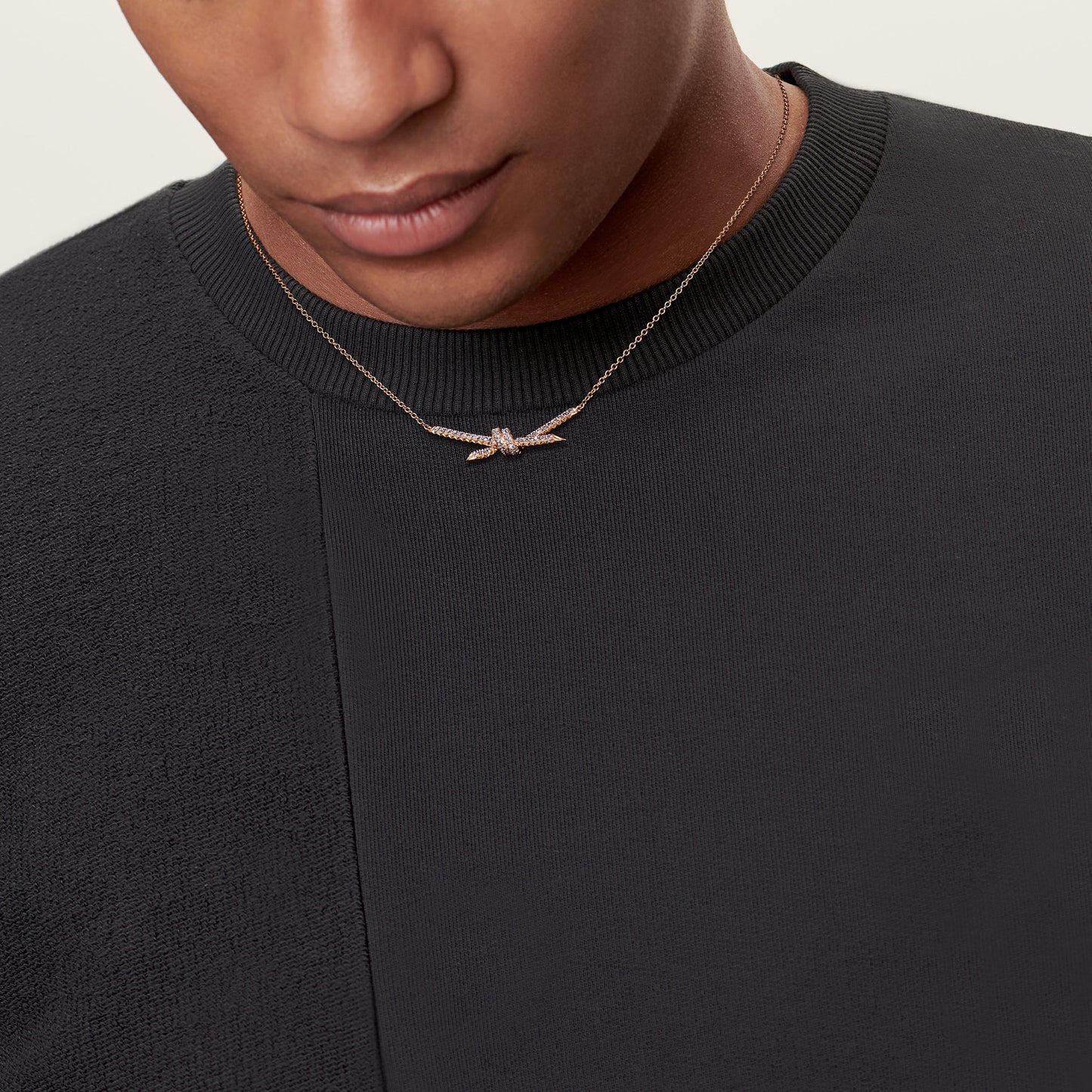 COLLIER TIFFANY & CO KNOT PENDENTIF DIAMONDS ROSE-GOLD