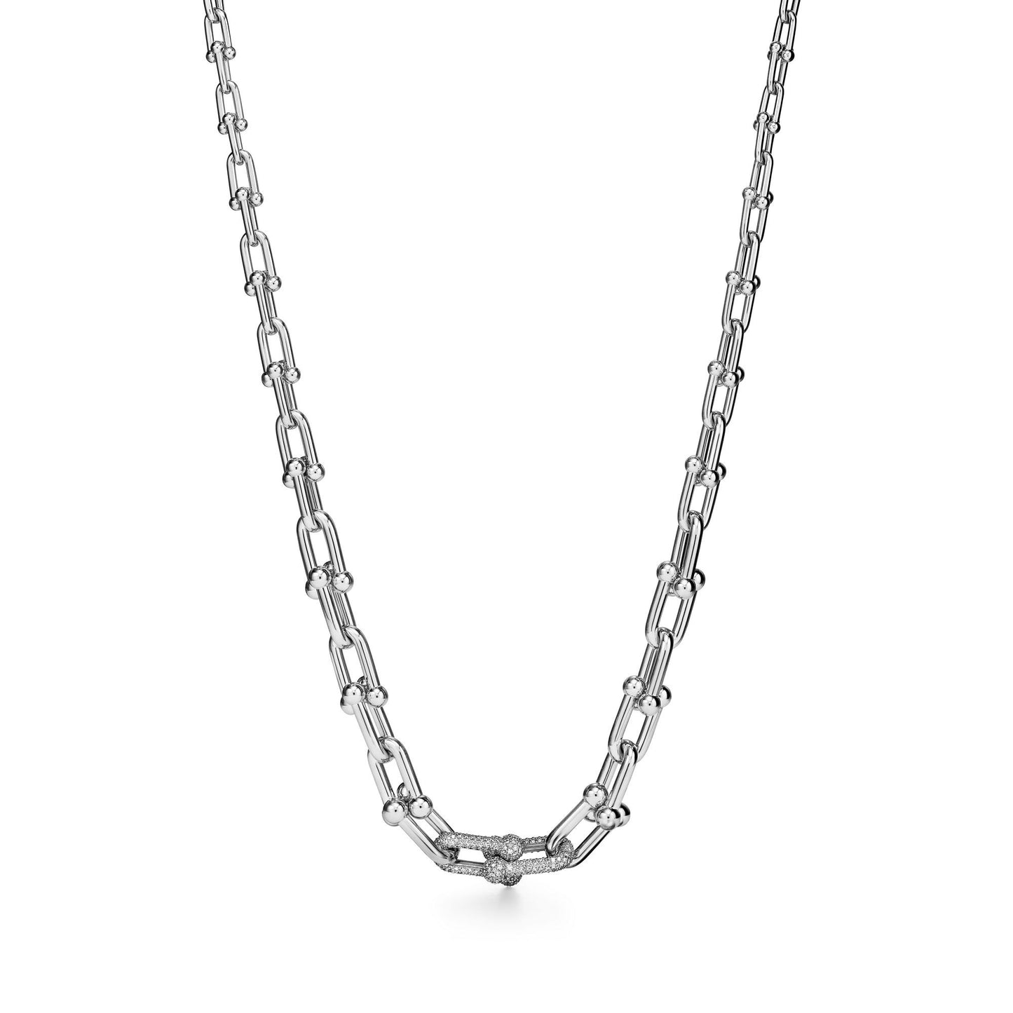 COLLIER TIFFANY & CO GRADUATED LINK NECKLACE DIAMONDS WHITE-GOLD