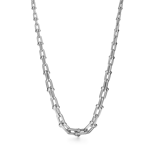 COLLIER TIFFANY & CO GRADUATED LINK NECKLACE DIAMONDS WHITE-GOLD