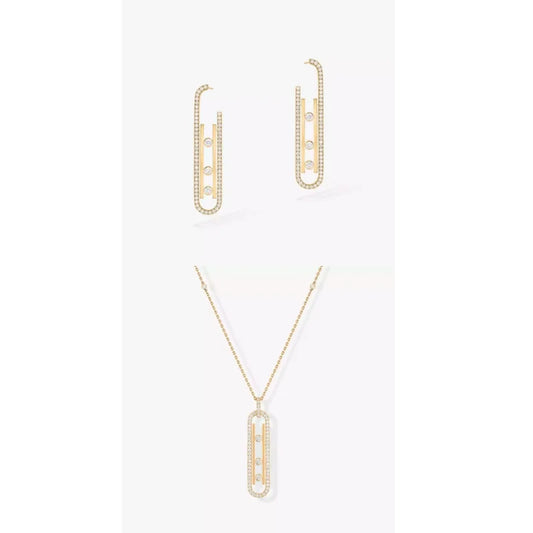 COLLIER+BOUCLE D'OREILLERS MESSIKA "MOVE 10TH SM" DIAMONDS GOLD
