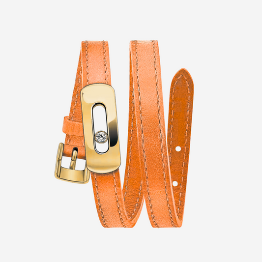 BRACELET MESSIKA CUIR ORANGE GOLD