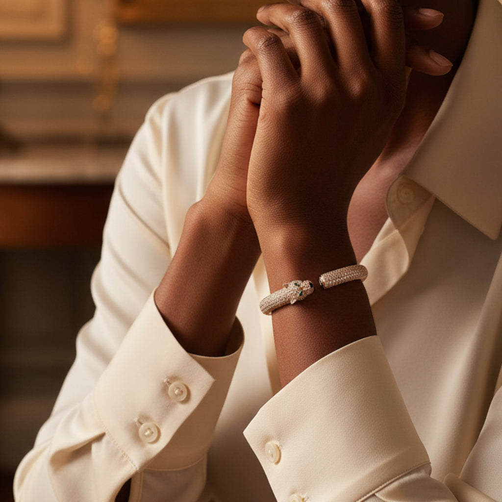 BRACELET PANTHÈRE PETIT MODÈLE PAVÉ