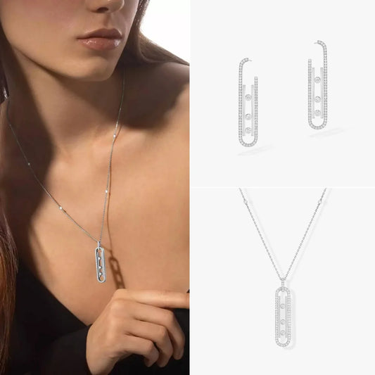 COLLIER+BOUCLE D'OREILLERS MESSIKA "MOVE 10TH SM" DIAMONDS WHITE GOLD