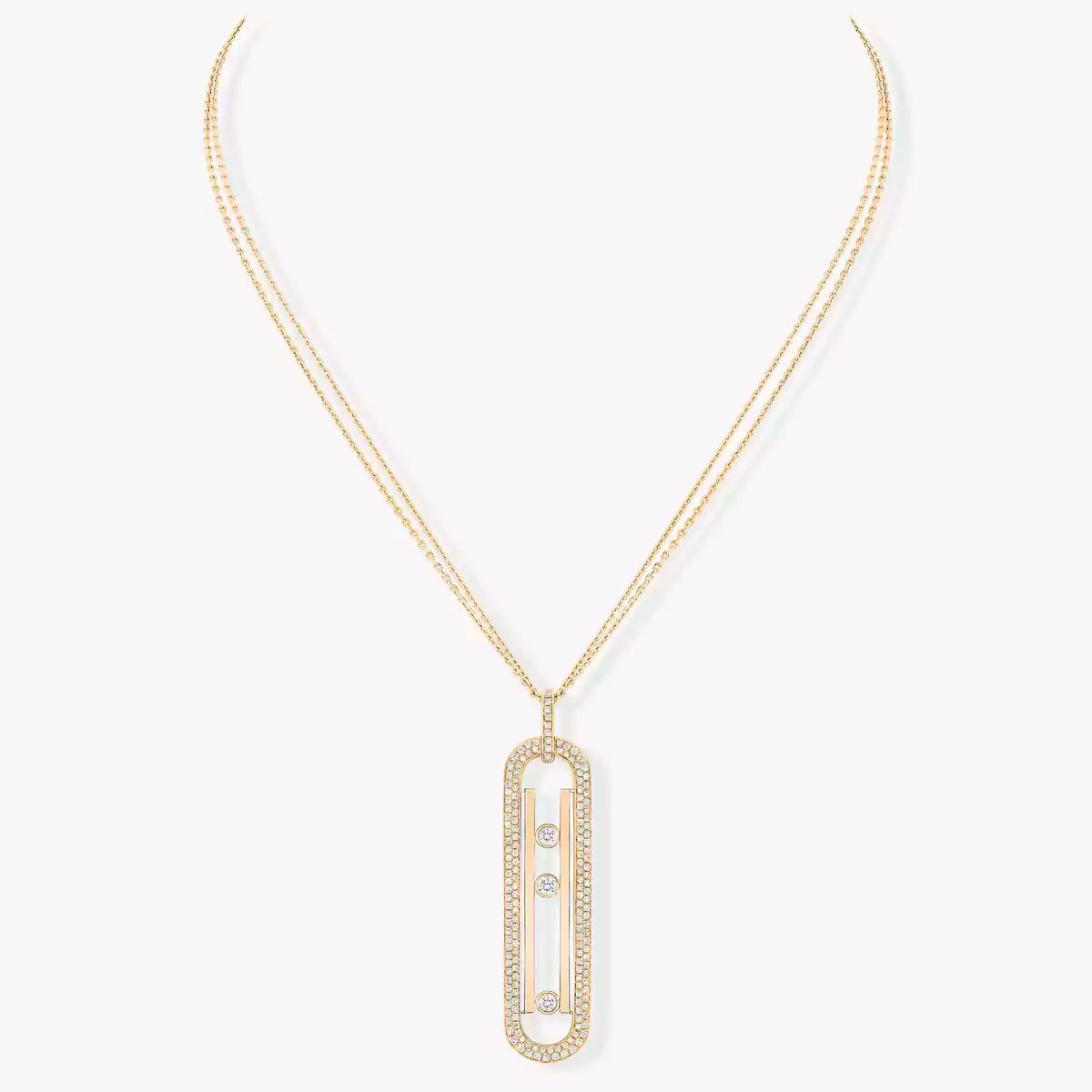 COLLIER+BOUCLE D'OREILLERS MESSIKA "MOVE 10TH SM" DIAMONDS GOLD