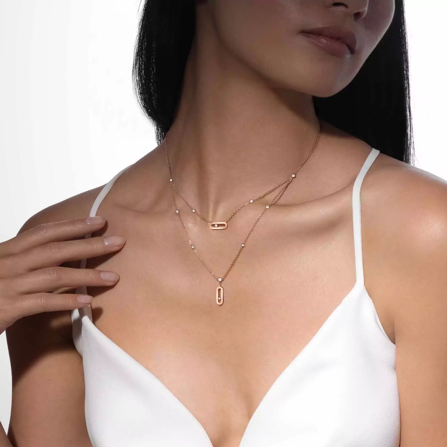 COLLIER MESSIKA MOVE UNO 2 RANGS ROSE GOLD