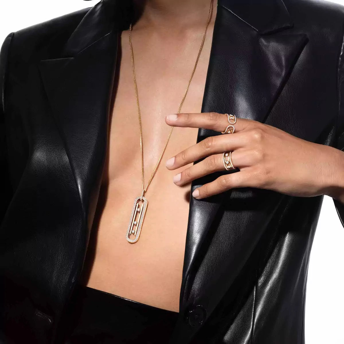 COLLIER+BOUCLE D'OREILLERS MESSIKA "MOVE 10TH SM" DIAMONDS GOLD