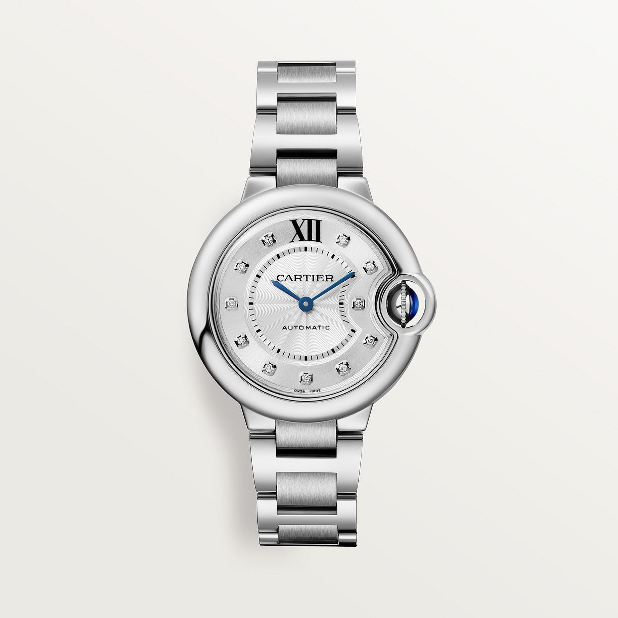 CARTIER BALLON BLEU ARGENTÉ AVEC DIAMANTS