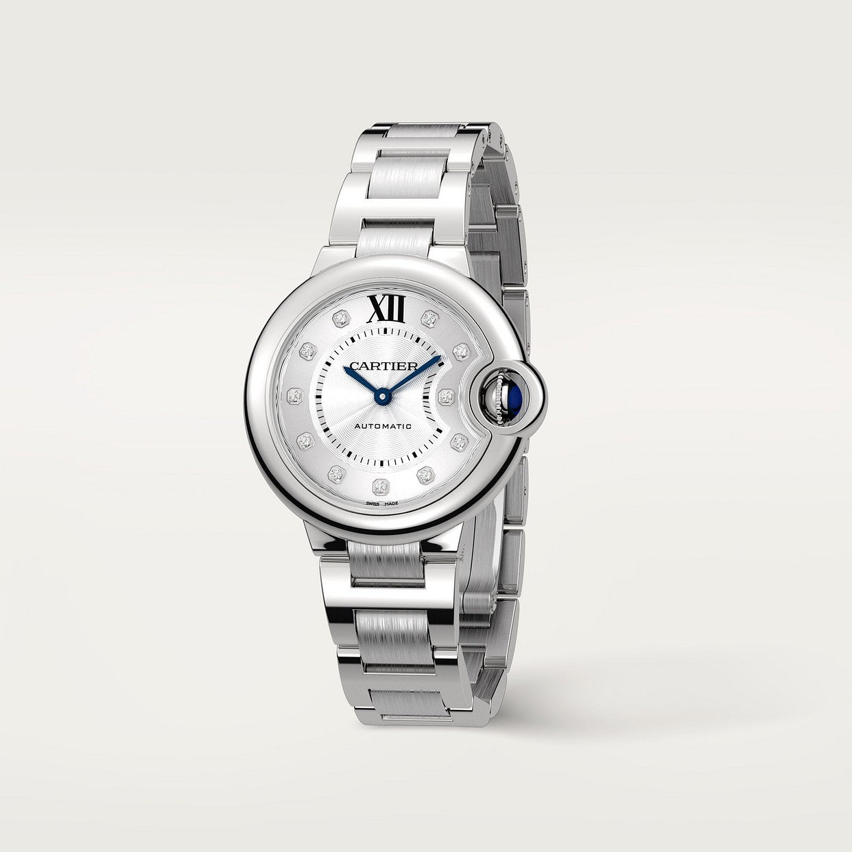 CARTIER BALLON BLEU ARGENTÉ AVEC DIAMANTS